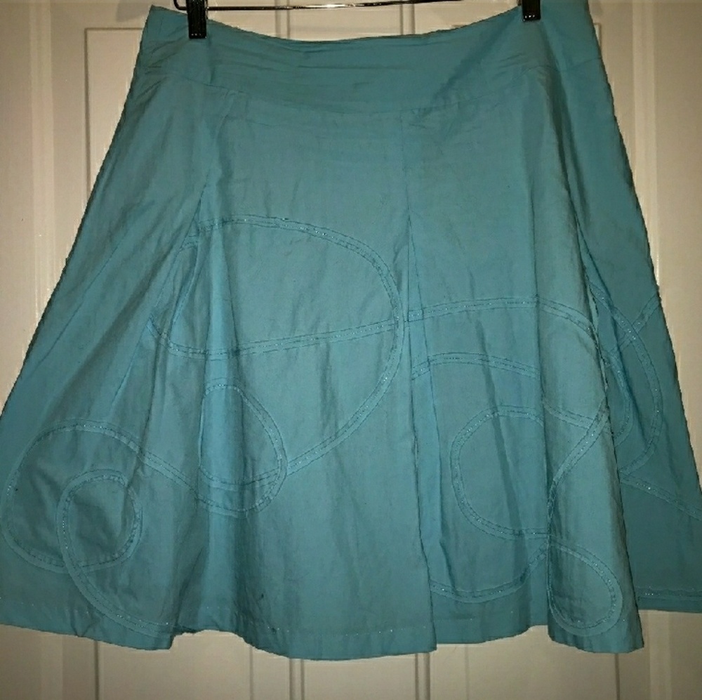 Talbots Turquoise Blue A Line Ribbon Skirt